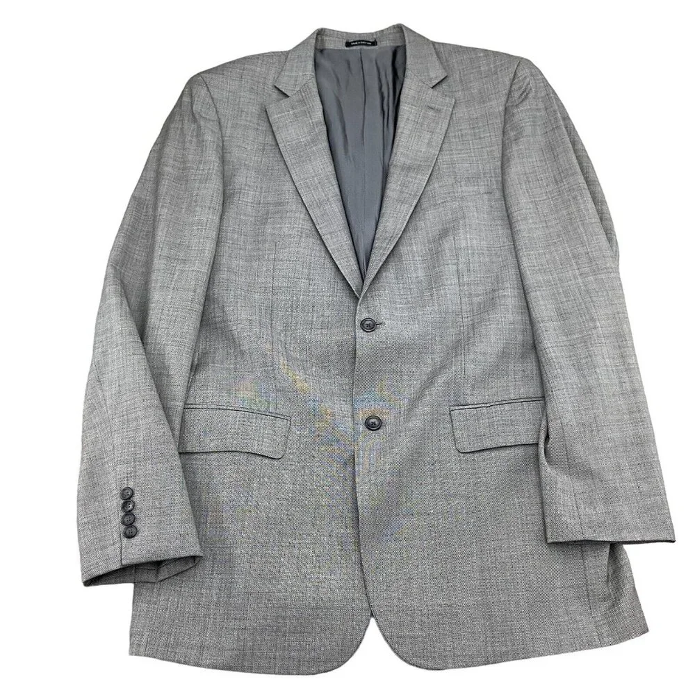 Pronto Uomo Blazer Men 44XLong Gray Double Vent Classic Career‎ Suit Jacket Wool